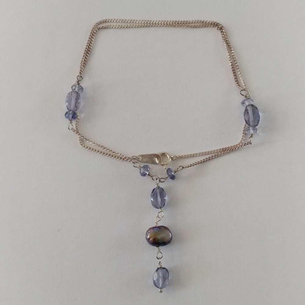 Sterling & Amethyst Drop Necklace